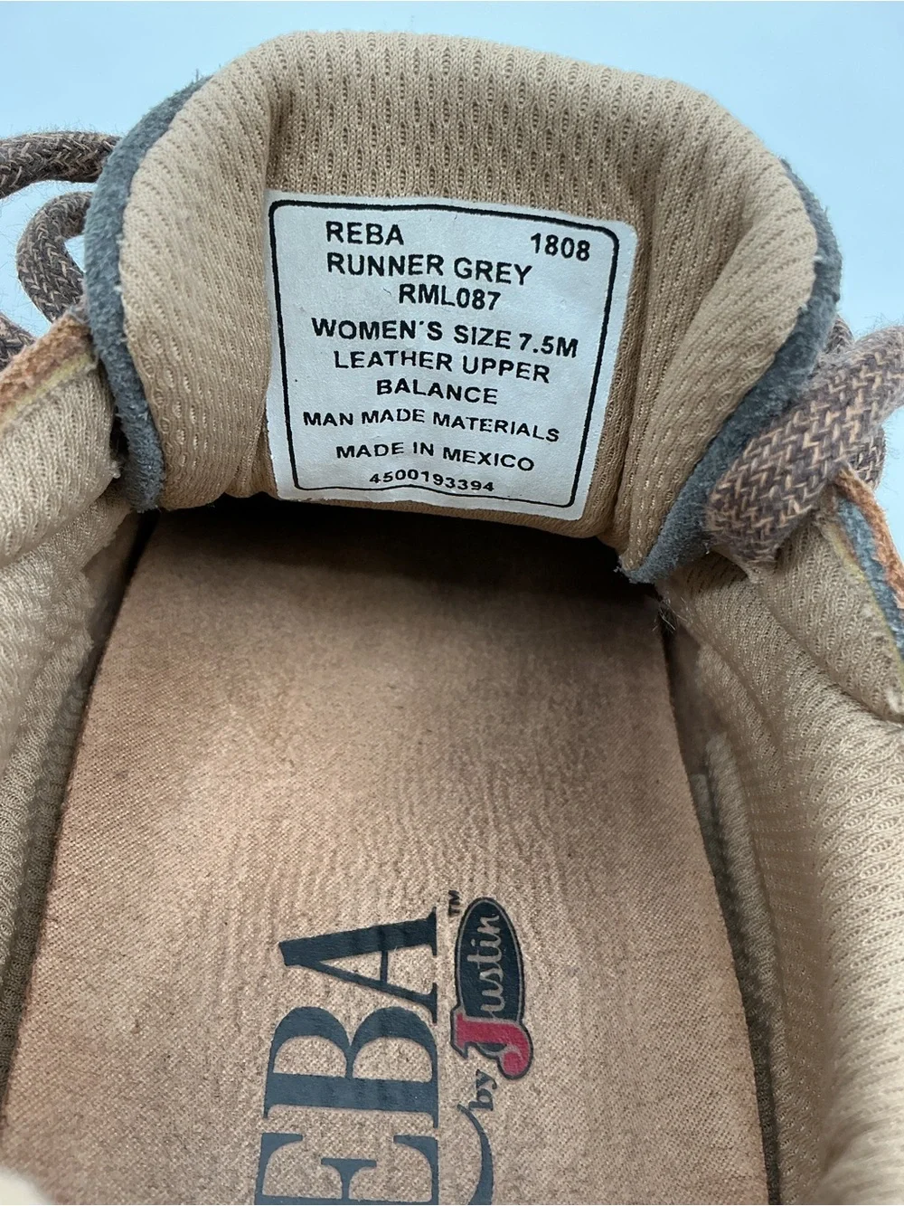Reba - Justin Ladies Gray and Brown Suede Lace-Up Western Running Sneakers